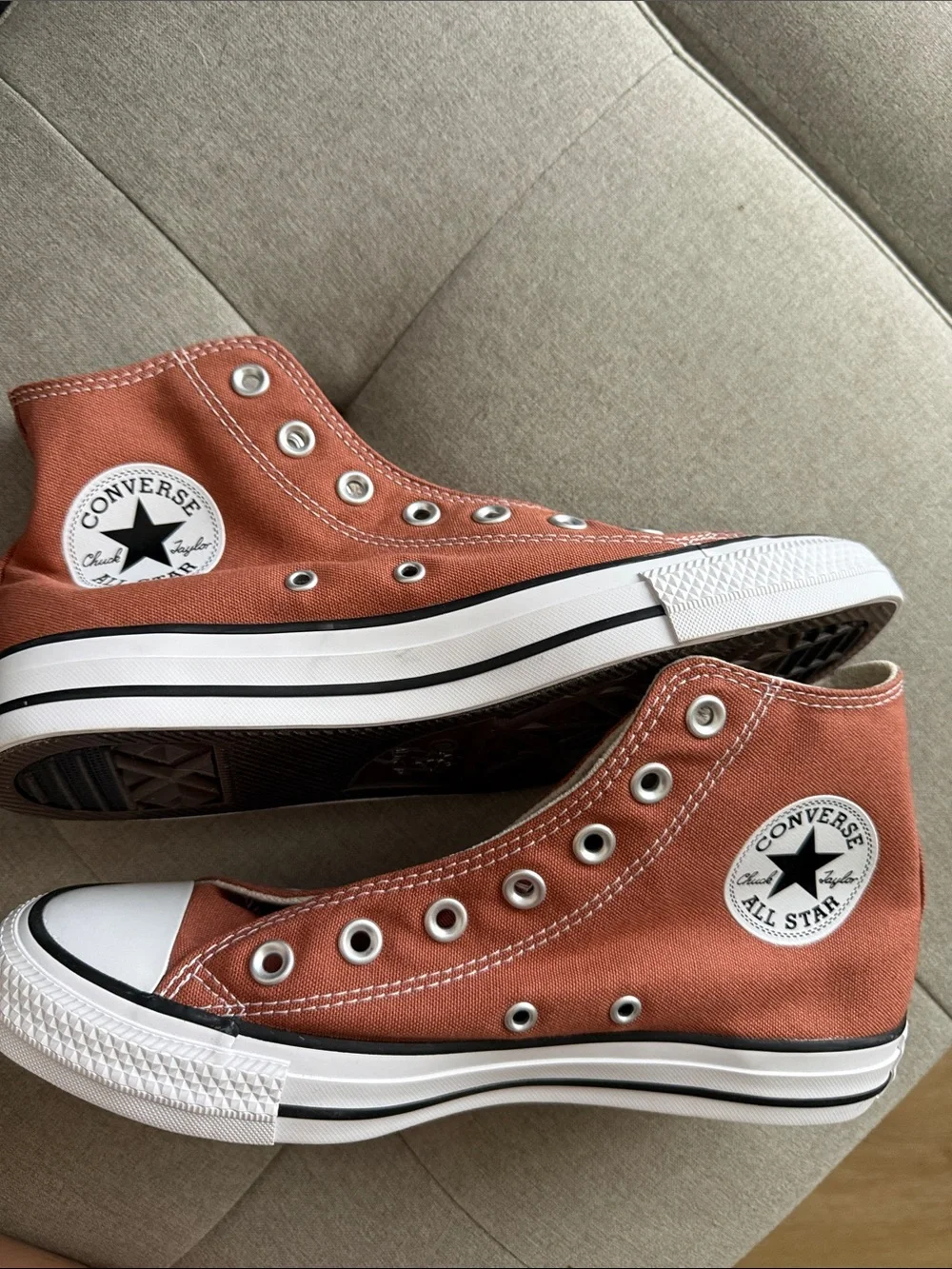 Converse High-Top Canvas Sneakers in Rust Orange -